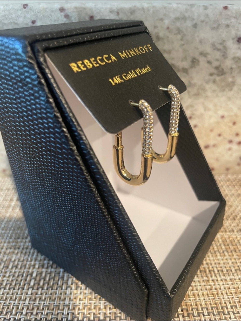 Rebecca Minkoff Gold Pavé Half-Hoop Earrings - Picture 3 of 4